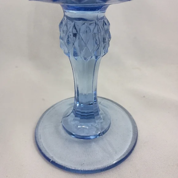 Vintage 60s‎ Indiana Glass Diamond Point Footed Blue Ice Pedestal Compote Dish - Picture 7 of 8